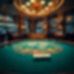 A luxurious baccarat table set for a game