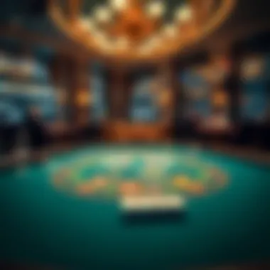 A luxurious baccarat table set for a game