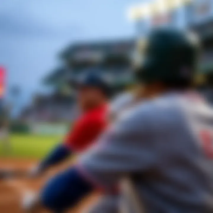 Close-up of a baseball game in action