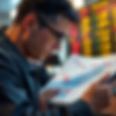 Bettor analyzing horse racing statistics