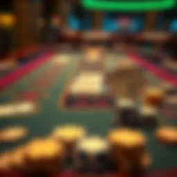 Illustration of a blackjack table with cards and chips