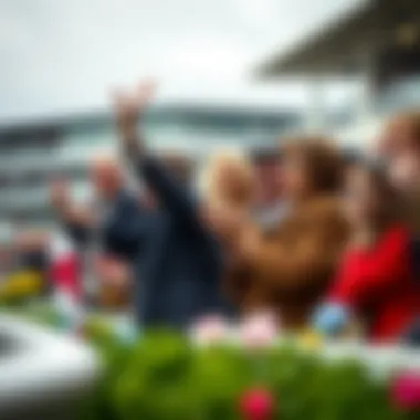 Spectators cheering at a Cheltenham race