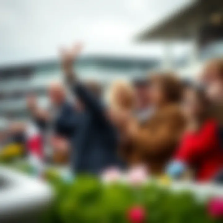 Spectators cheering at a Cheltenham race