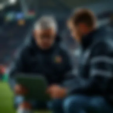Strategic Analysis in the Reserve League A coach analyzing strategies during a Reserve League match.