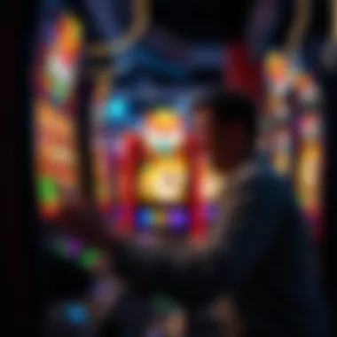 A player excitedly spinning the reels on a dog-themed slot machine.