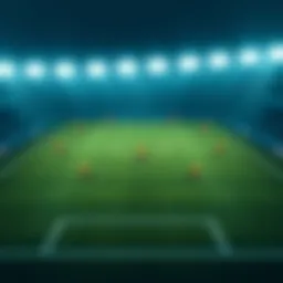 A tactical analysis of a football pitch showing player positions