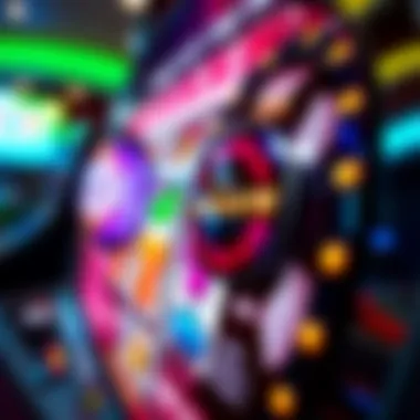 A close-up of a spinning slot reel with vibrant symbols indicating the excitement of gameplay.