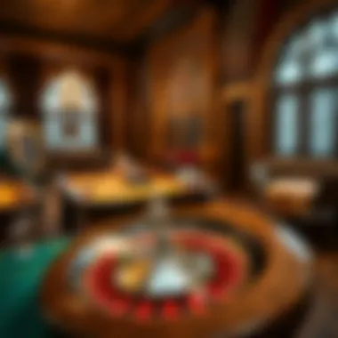 A historical depiction of a classic casino setting with roulette