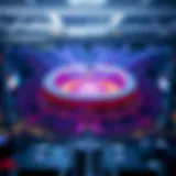 Aerial view of the IEM Katowice venue showcasing the vibrant atmosphere during a major esports event.