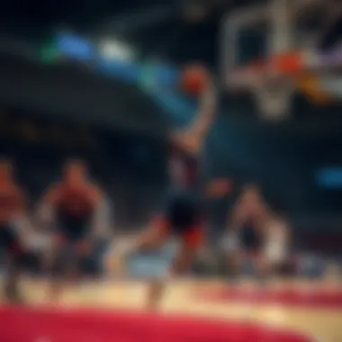 Basketball game in action, showcasing dynamic movements