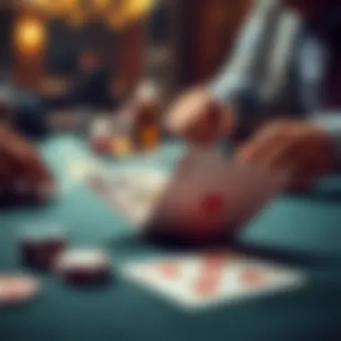 Thrilling Gameplay with Cards A close-up of playing cards on a casino table, showcasing the thrill of the game.