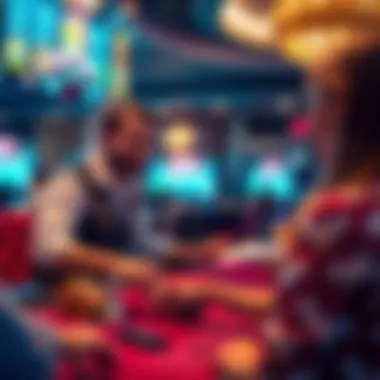 Engaging Interaction in Live Casino A virtual dealer interacting with players in a live casino setting.