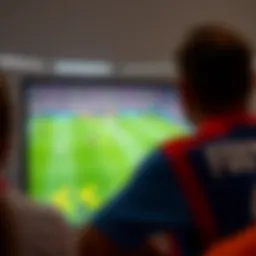 Exciting live football match on television