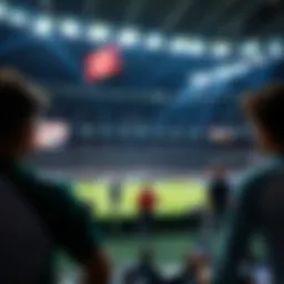 A vibrant scene of a sports event being broadcast live.