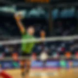 Live volleyball match showcasing intense gameplay