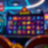 A vibrant online slot game interface showcasing various themes and symbols