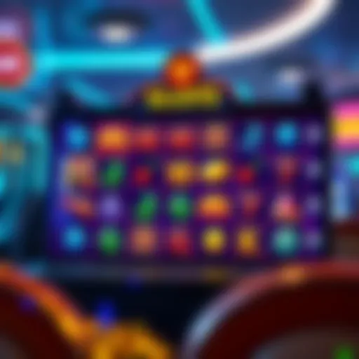A vibrant online slot game interface showcasing various themes and symbols