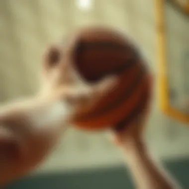 Close-up of a basketball being shot
