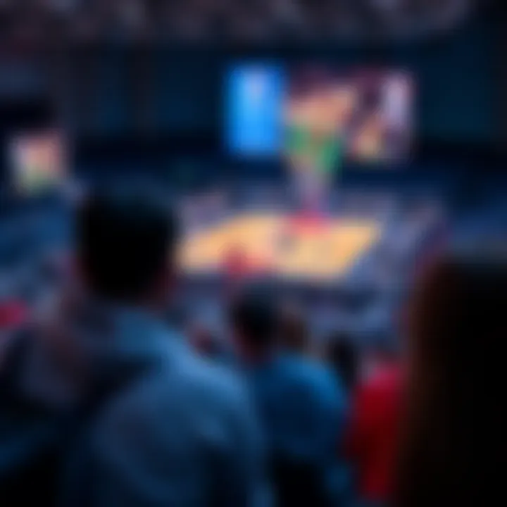 Fan watching NBA game on a large screen