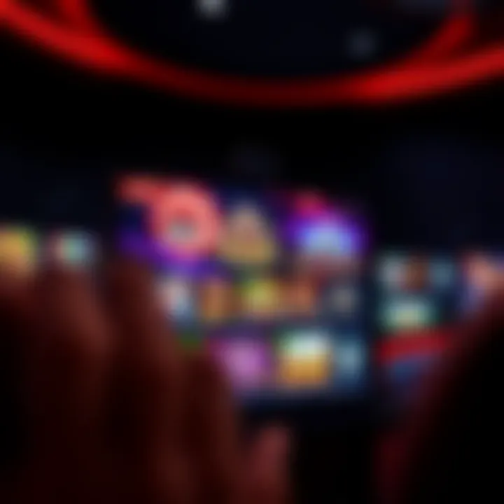 Dramatic view of an online casino interface showcasing various games