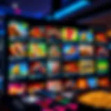 A vibrant representation of various online casino games on a digital interface showcasing diverse options.