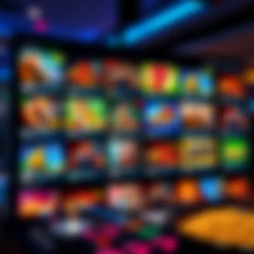 A vibrant representation of various online casino games on a digital interface showcasing diverse options.