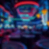 A captivating virtual casino environment with vibrant lighting and gaming tables