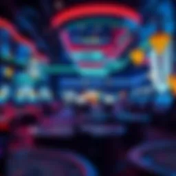 A captivating virtual casino environment with vibrant lighting and gaming tables