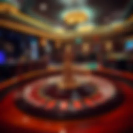 Elegant roulette wheel in a casino setting