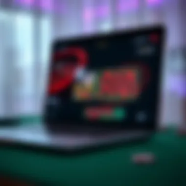 A modern online roulette game displayed on a laptop screen
