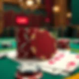 Illustration of poker chips and cards in an elegant setting