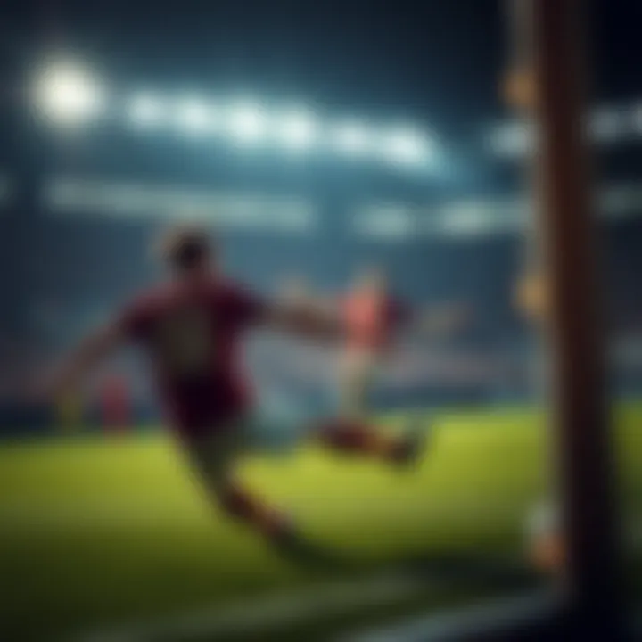 Legendary footballer scoring a goal