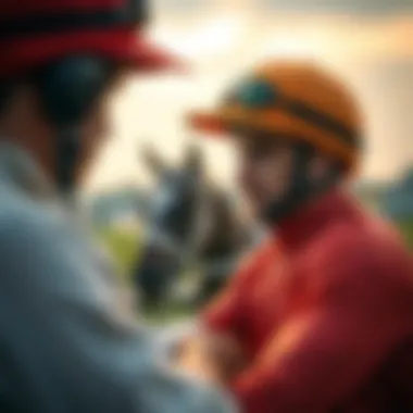 Jockey strategizing before a race