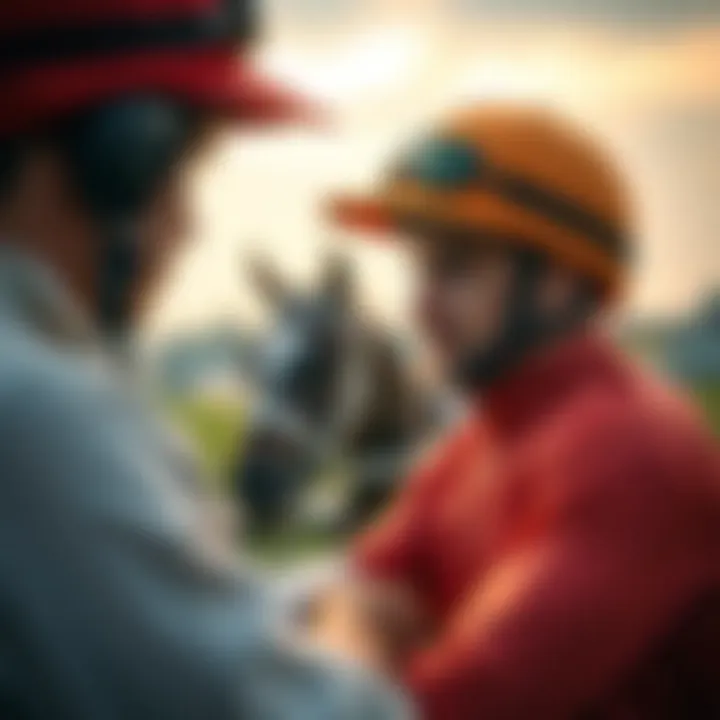 Jockey strategizing before a race