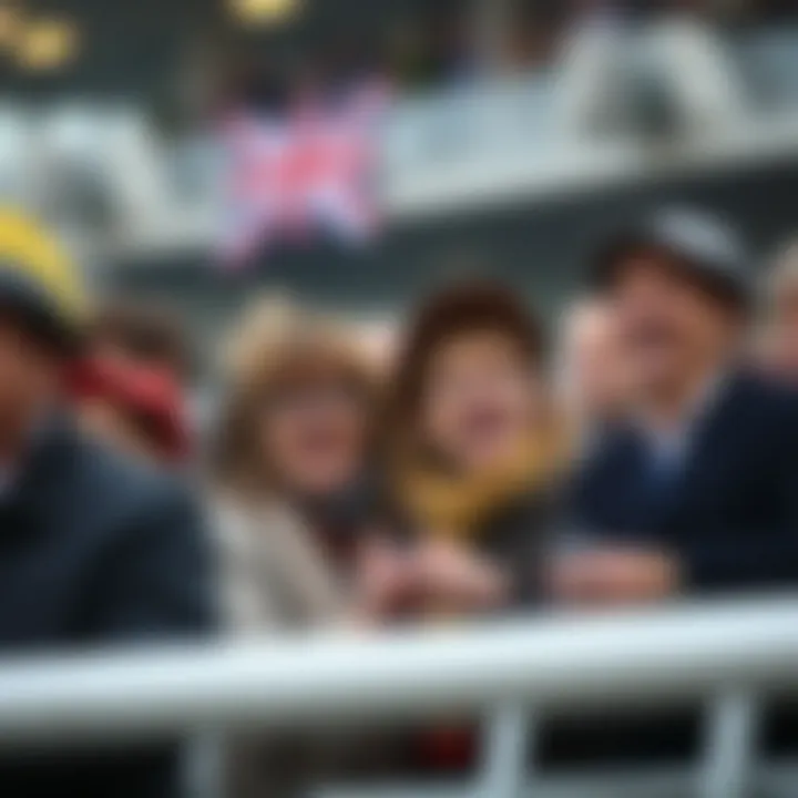 Excited spectators at a horse racing event