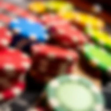 Close-up of roulette chips in vibrant colors