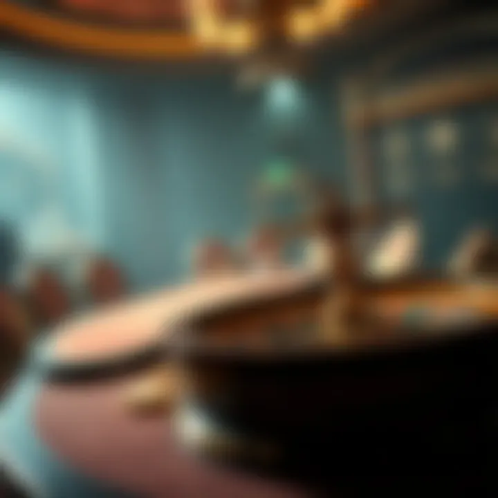 A historical depiction of roulette in a vintage casino setting