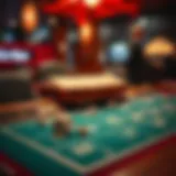 Sicbo game setup with dice and betting layout