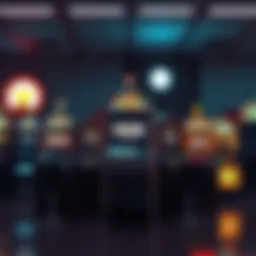 An artistic depiction of various slot machines through the ages