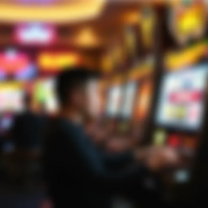 Strategic gameplay showing focused player at a slot machine