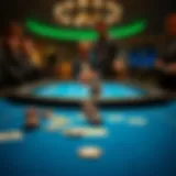 Strategic poker table setup with cards and chips