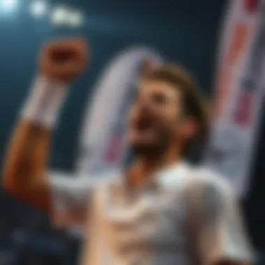 Thiem celebrating a victory at a Grand Slam