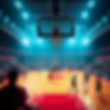 A vibrant basketball court filled with energy