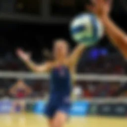 An exciting moment in a volleyball match