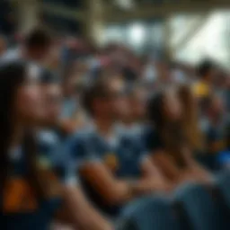 Spectators engaged in a thrilling women's volleyball match